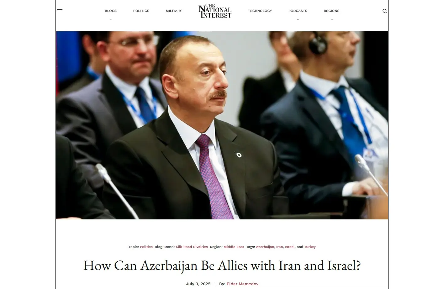 The National Interest: Azerbaijan is forced to perform a delicate balancing act between its Israeli ally and Iranian neighbor