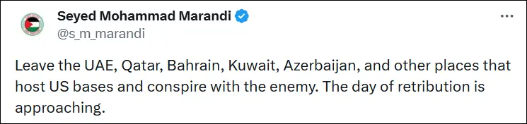 Iranian professor warns Azerbaijan and other countries hosting U.S. bases: “The day of retribution is approaching”