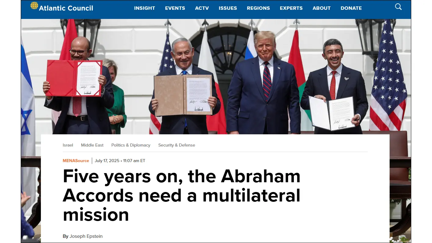 U.S. think tank: Armenia is entirely unrelated to the mission of the Abraham Accords