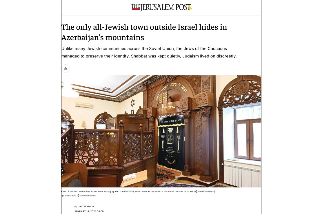 The Jerusalem Post: Azerbaijan is home to the only all-Jewish town outside Israel
