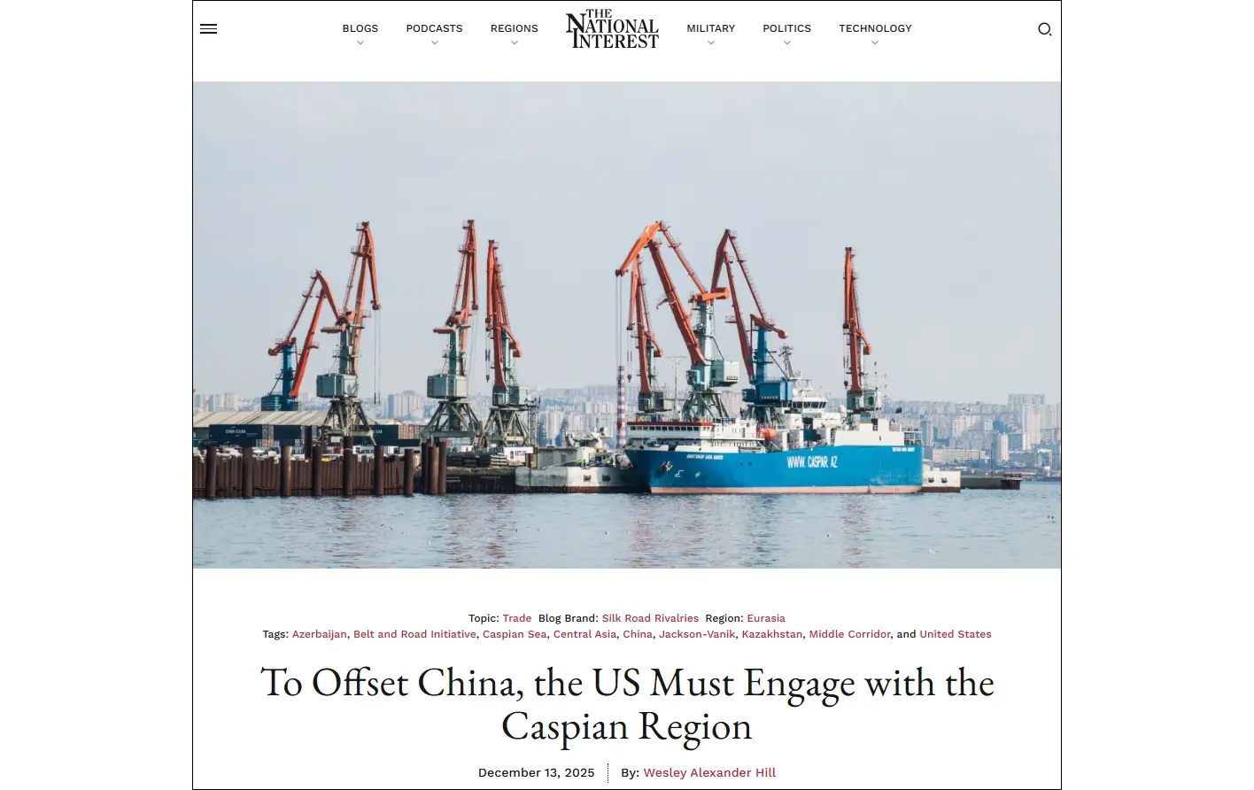 The National Interest: Republicans and Democrats should work together to revoke anti-Azerbaijan Section 907