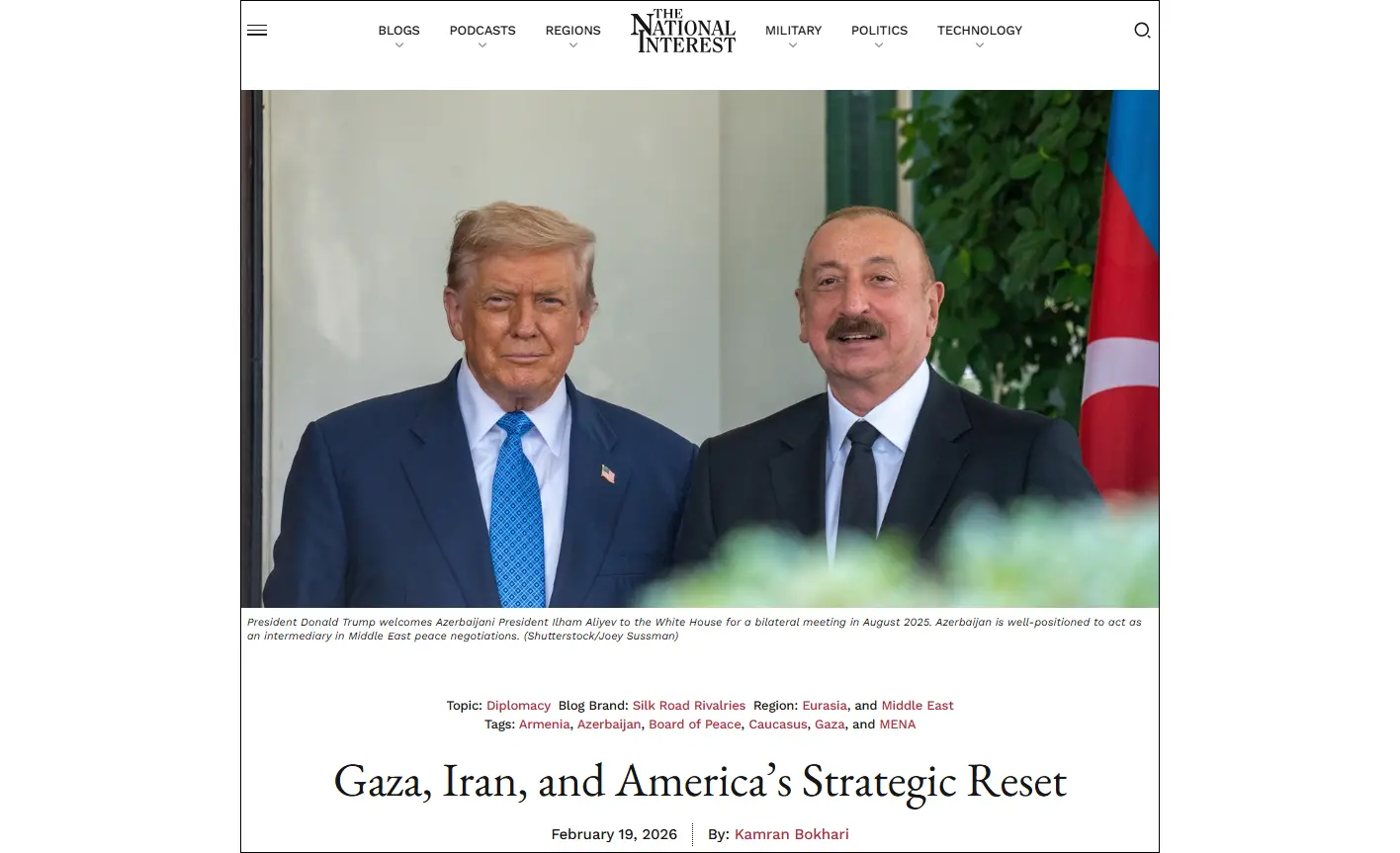 The National Interest: U.S. can leverage Azerbaijan as a key intermediary to coordinate regional actors