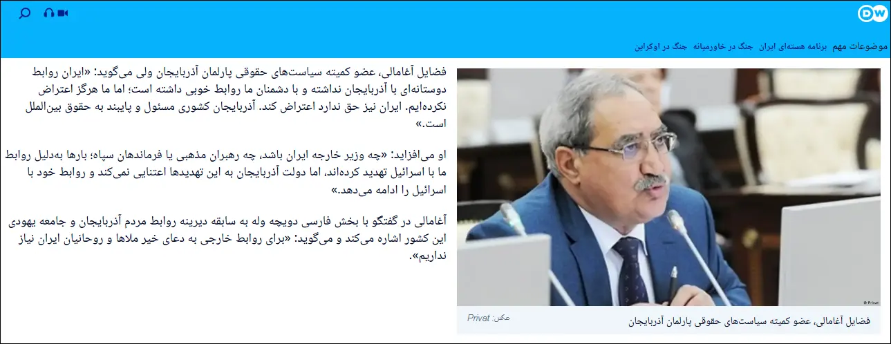 Former Azerbaijani MP: Baku maintains relations with Israel despite Iran’s threats