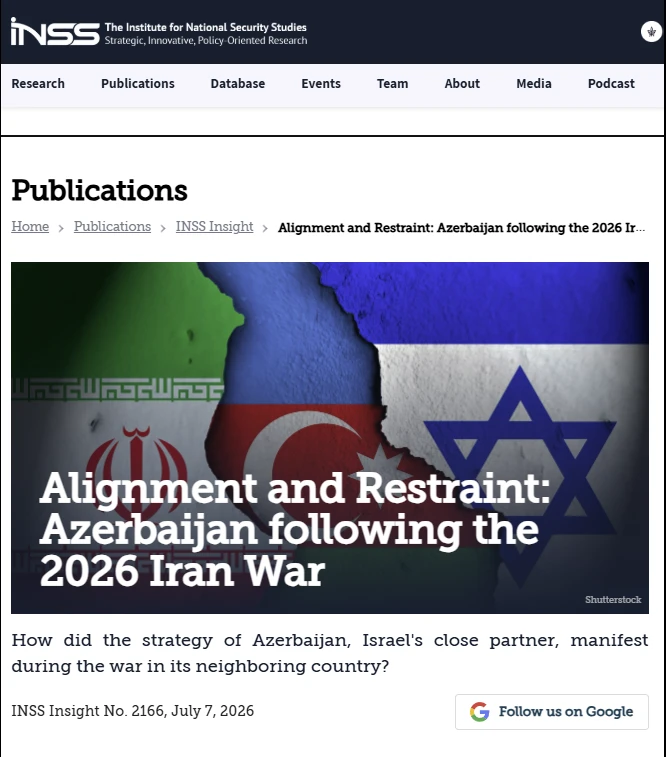 Israeli think tank: Azerbaijan following the 2026 Iran War