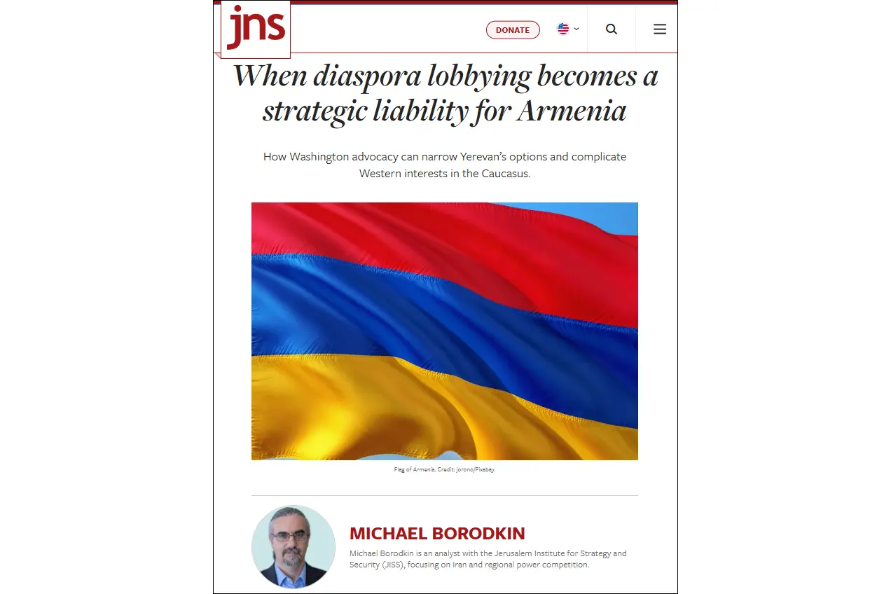 JNS: Armenian lobby frames Israel as Armenia’s permanent enemy