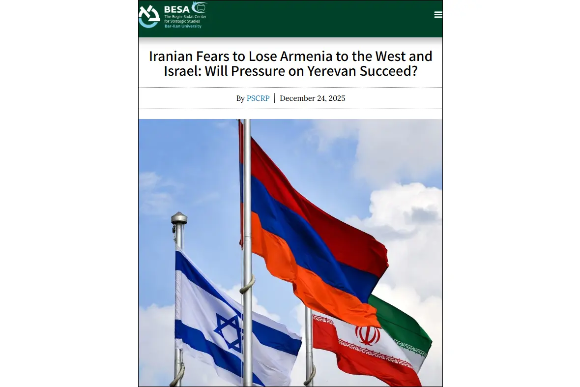 Israeli think tank: For Iran, Armenia occupies a uniquely sensitive position