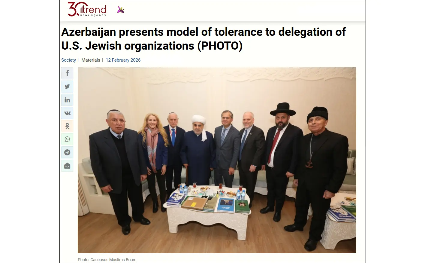 Delegation of U.S. Jewish organizations met with Azerbaijani religious leaders