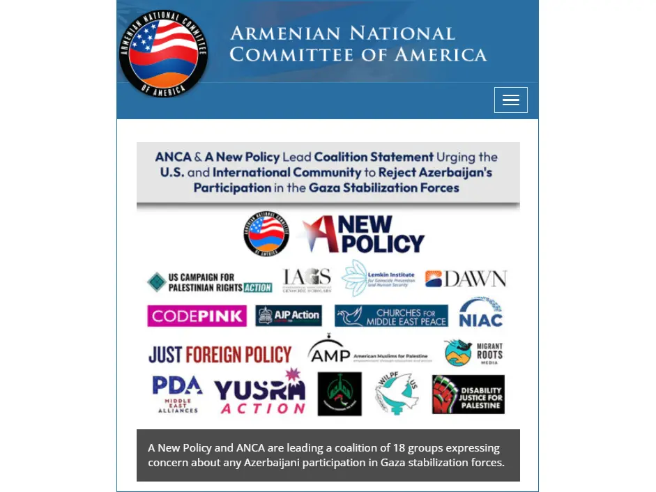 Armenian Americans oppose Azerbaijan’s inclusion in Gaza stabilization force