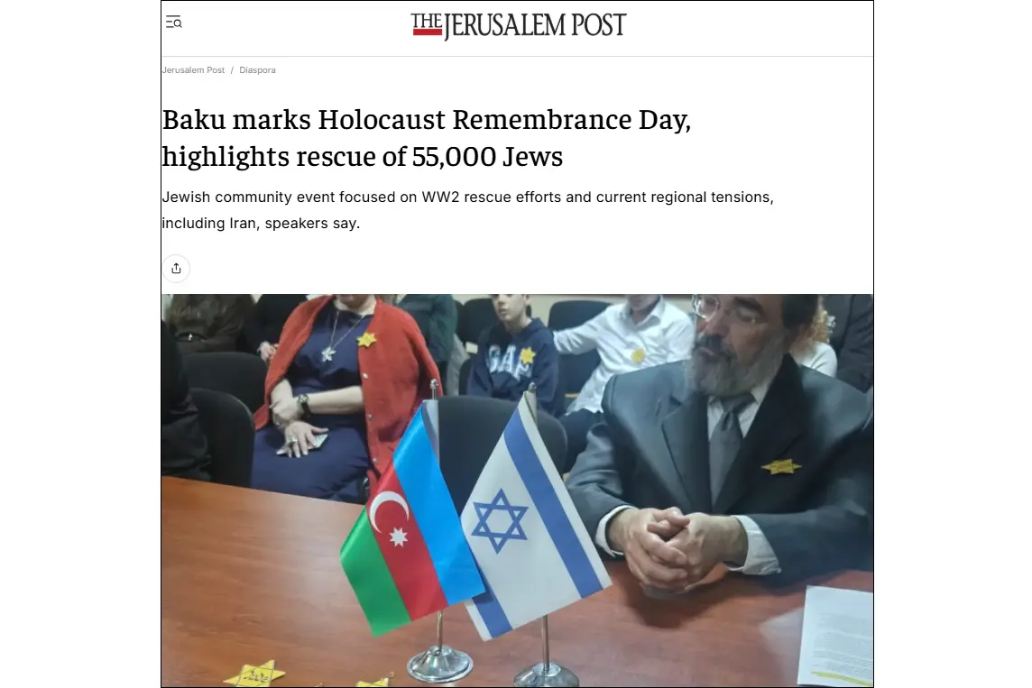 The Jerusalem Post: 55.000 Jews fled Nazi persecution and found refuge in Azerbaijan