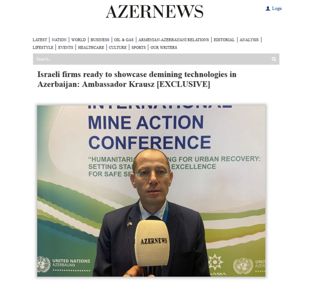 AzerNEWS: Israeli companies may join Azerbaijan’s mine-clearance efforts