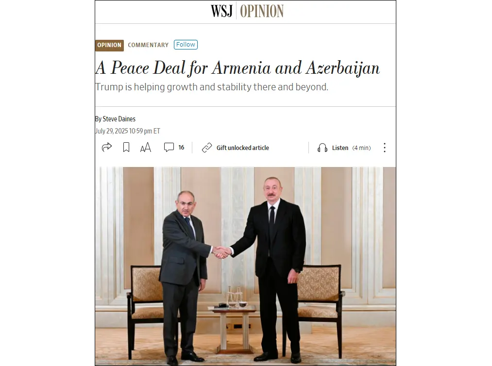 U.S. Republican senator: Pending Azerbaijan-Armenia agreement will also benefit Washington and its allies