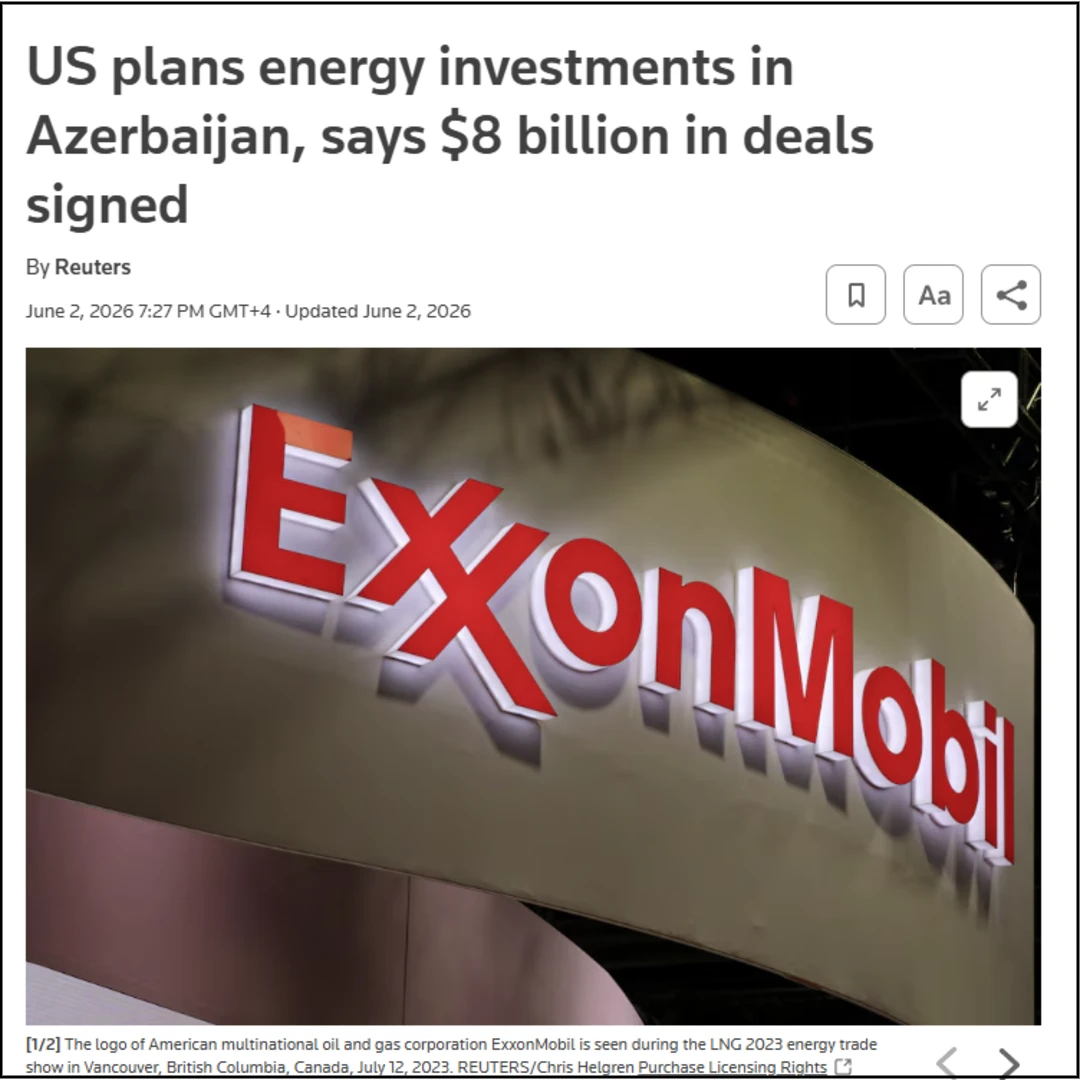 Reuters: US plans energy investments in Azerbaijan