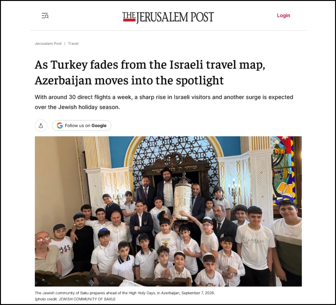 The Jerusalem Post: Azerbaijan becomes a new destination for Israeli tourists