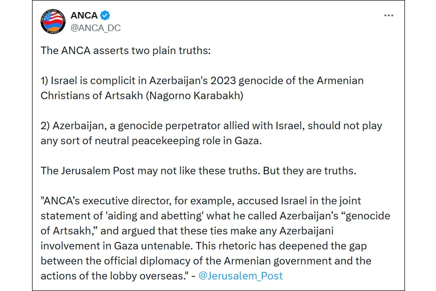 The Jerusalem Post: Stance of the Armenian lobby in the U.S. could serve Iranian interests